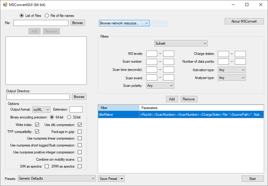 msconvert main window